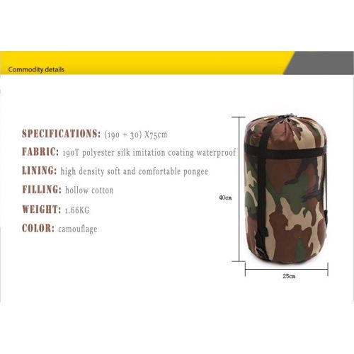  Bdclr Camouflage Outdoor Camping Sleeping Bag, Adult Thickening Winter Sleeping Bag