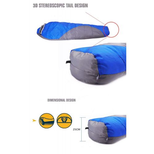  Bdclr Autumn and Winter Mummy Sleeping Bag, Double-Layer Adult Camping Sleeping Bag,Blue
