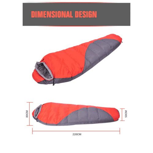  Bdclr Autumn and Winter Mummy Sleeping Bag, Double-Layer Adult Camping Sleeping Bag,Red