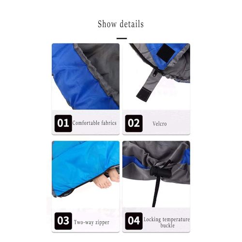  Bdclr Sleeping Bag Outdoor Camping Thick Cotton Single and Double Person Sleeping Bag, Adult Four Seasons Warm Sleeping Bag,Blue,1100g