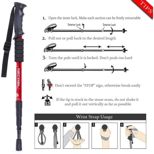  Bds MCC Trekking Pole Walking Stick Walk Cane Aluminum Ski Camping Telescopic Baton Hiking Stick Outdoor Camping Equipment