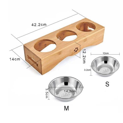  Be Good Small Dog and Cat Bowls Stainless Steel Food Water Feeder with Non-Slip Raised Stand Set of Double Bowls Perfect for Feeding Small Dogs Cats and Puppies Random Color