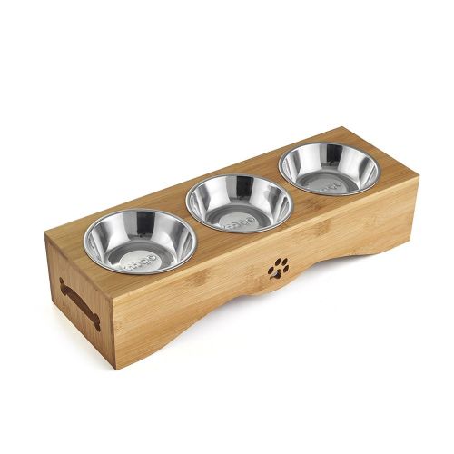  Be Good Small Dog and Cat Bowls Stainless Steel Food Water Feeder with Non-Slip Raised Stand Set of Double Bowls Perfect for Feeding Small Dogs Cats and Puppies Random Color