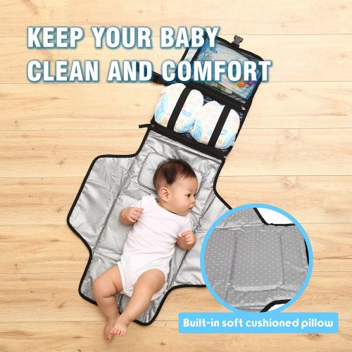  BeBe Friend Baby Portable Changing Pad  Changing Pad Portable Diaper Clutch  Lightweight Travel Station Kit for Baby Diapering  Detachable and Wipeable Mat and Soft Head Pillow  Perfect B