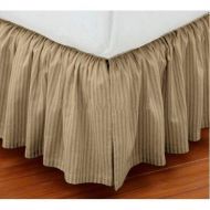 BeDovate Soft Finish Long Staple 100% Organic Cotton 800 Thread Count Queen Size One Piece Dust Ruffle Bed Skirt 17 Inch Drop Length Taupe Striped