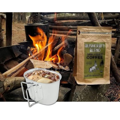  BeGrit Outdoor Kettle Canteen Aluminum Cup Kit and Cover with Stainless Steel Foldable Spoon Fork for Hiking Camping, 1 Quart