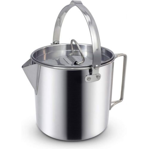  BeGrit Outdoor Camping Tea Kettle Stainless Steel Hiking Pot Portable Percolator Coffee Pot with Handles and with Lids for Camping Hiking Picnic