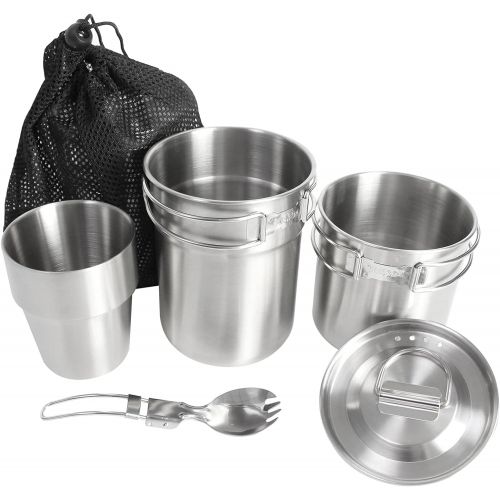  BeGrit Backpacking Camping Cookware Mini Picnic Camping Cooking Mess Kit with Pot and Pan Set for Hiking