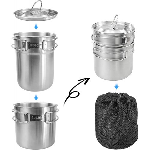  BeGrit Backpacking Camping Cookware Mini Picnic Camping Cooking Mess Kit with Pot and Pan Set for Hiking