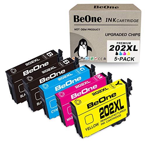 BeOne Remanufactured Ink Cartridge Replacement for Epson 202 XL 202XL T202 T202XL 5-Pack to Use with Workforce WF-2860 WF2860 Expression Home XP-5100 XP5100 Printer (2 Black 1 Cyan