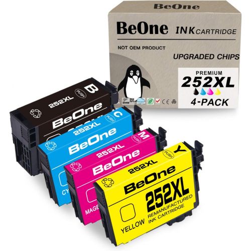  BeOne Remanufactured Ink Cartridge Replacement for Epson 252 XL 252XL T252 T252XL 4-Pack to Use with Workforce WF-7720 WF-3640 WF-7710 WF-3620 WF-7110 WF-7620 WF-7610 WF-7210 WF-36