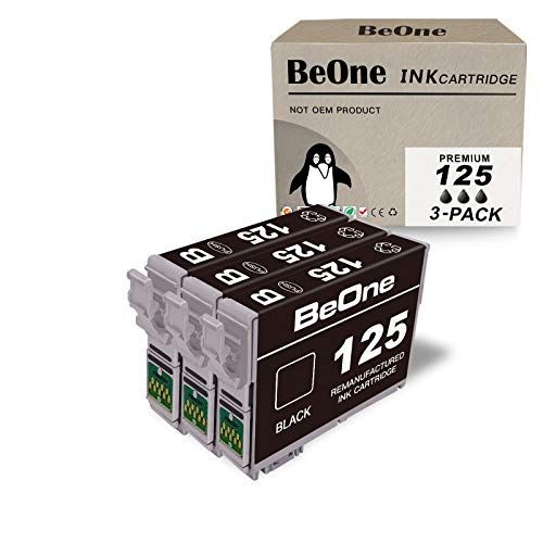  BeOne Remanufactured Ink Cartridge Replacement for Epson 125 T125 Black 3-Pack to Use with Workforce 520 320 323 325 Stylus NX420 NX230 NX125 NX127 NX130 NX530 NX625 Printer