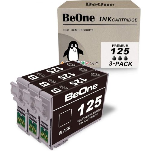  BeOne Remanufactured Ink Cartridge Replacement for Epson 125 T125 Black 3-Pack to Use with Workforce 520 320 323 325 Stylus NX420 NX230 NX125 NX127 NX130 NX530 NX625 Printer