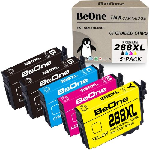  BeOne Remanufactured Ink Cartridge Replacement for Epson 288 288XL High Yield to use with XP-440 XP-446 XP-330 XP-340 XP-430 (2 Black, 1 Cyan, 1 Magenta, 1 Yellow Multiple Pack wit