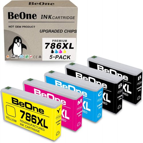  BeOne Remanufactured Ink Cartridge Replacement for Epson 786 XL 786XL T786 T786XL 5-Pack to Use with Workforce Pro WF-4630 WF-4640 WF-5690 WF-5620 WF-5110 WF-5190 (2 Black 1 Cyan 1