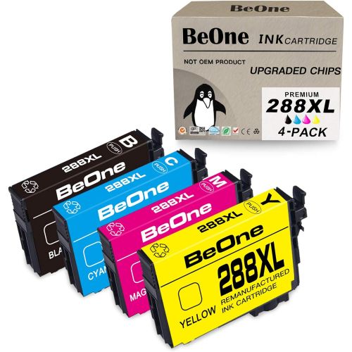  BeOne Remanufactured Ink Cartridge Replacement for Epson 288 XL 288XL T288 T288XL 4-Pack to Use with Expression Home XP-440 XP-340 XP-446 XP-330 XP-430 XP-434 Printer (Black Cyan M