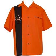 할로윈 용품BeRetro Jack O Lantern Pumpkin Halloween Costume T-Shirt - Fun Button Down Short-Sleeve Bowling Shirt - Tribal - Tattoo Shirt
