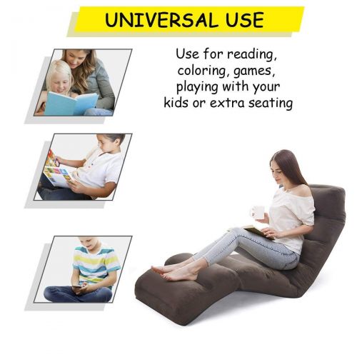  Folding Floor Sofa Chair Adjustable Lazy Lounge Bed Single Couch Upholstered Back Support Living Room Lounger Reclining Gaming Chairs wPillow BeUniqueToday