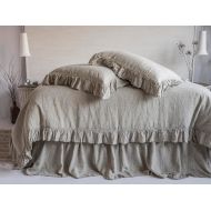 BeaLinen Linen Duvet Cover Frilled French Vintage Stone Washed Luxury or 3 pcs Set 100% Flax Super Soft Natural Organic King Queen Christmas SALES!