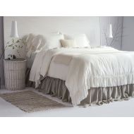BeaLinen Linen Duvet Cover Stone Washed French Vintage Ruffle 100% European Flax Super Soft Natural Organic King Queen or 3pcs set CHRISTMAS SALES!