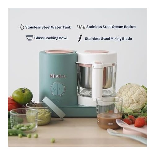  BEABA Babycook Neo Baby Food Maker | Non-Toxic Glass & Stainless Steel | Trusted by Celebrity Moms | Sustainable Baby Food Processor | Global Leader | 34 Servings in 20 Mins