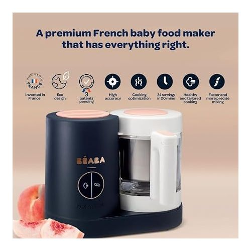  BEABA Babycook Neo Baby Food Maker | Non-Toxic Glass & Stainless Steel | Trusted by Celebrity Moms | Sustainable Baby Food Processor | Global Leader | 34 Servings in 20 Mins