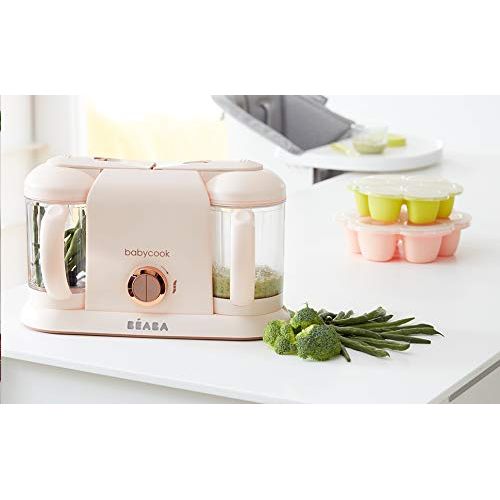  [아마존베스트]Beaba BEABA Babycook Plus 4 in 1 Steam Cooker and Blender, 9.4 Cups, Dishwasher Safe, Rose Gold