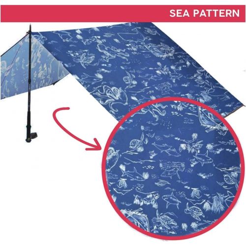  Beach Sun Shade Pack | Set of 2 Lightweight Tarp Tents and 1 Outdoor Picnic Blanket | Portable Tents for Family | Sun Canopy Tent | Summer Tent Waterproof Blanket Mat