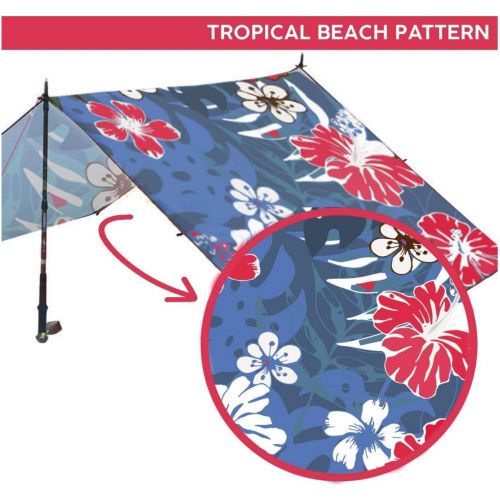  Beach Sun Shade Pack | Set of 2 Lightweight Tarp Tents and 1 Outdoor Picnic Blanket | Portable Tents for Family | Sun Canopy Tent | Summer Tent Waterproof Blanket Mat