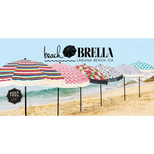  Beach Umbrella, Legion with Fringe, Designed by Beach Brella  100% UV Sun Protection, Lightweight, Portable & easy to setup in the Sand and secure in the Wind