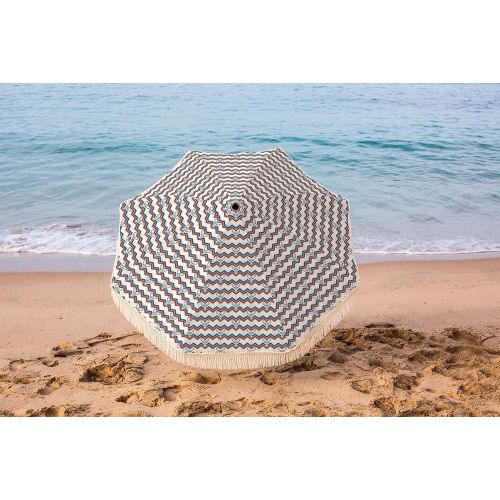  Beach Umbrella, Legion with Fringe, Designed by Beach Brella  100% UV Sun Protection, Lightweight, Portable & easy to setup in the Sand and secure in the Wind