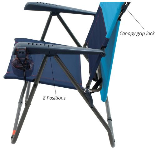  Beach RIO Gear Hi-Boy 17 Extended Seat Height Folding Aluminum Canopy Chair - Blue Sky/Navy