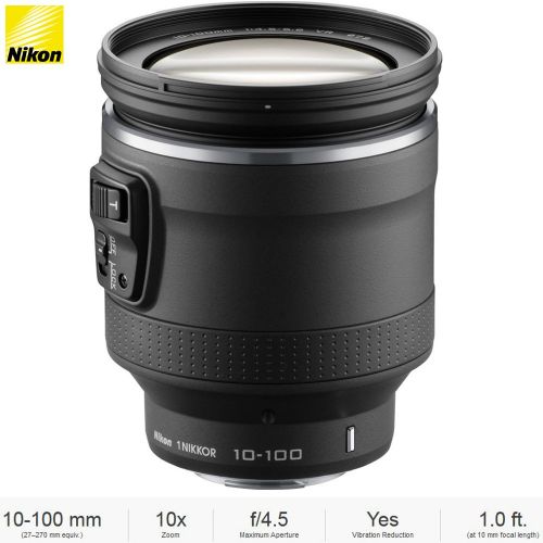  Beach Camera Nikon (3318) 1 NIKKOR 10-100mm f4.5-5.6 VR (Black) Lens for CX format - (Certified Refurbished)