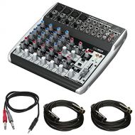 Beach Camera Behringer 12-Channel 2-Bus Mixer w/XENYX Preamps (Q1202USB) with 1/8 TRS Male to Two 1/4 TS Male Cable 3 Feet & 2x Premier Series XLR 10 Male to XLR Female 16AWG Gold Plated Cable