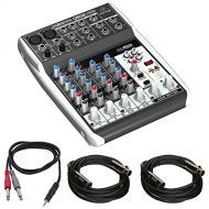 Beach Camera Behringer XENYX 8-Input 2-Bus Mixer & USBAudio Interface (Q802USB) with 18 TRS Male to Two 14 TS Male Cable 3 Feet & 2x Premier Series XLR 10 Male to XLR Female 16AWG Gold Plate