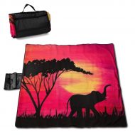 Beach Surfers Elephant On The Sahara Sunset Painting Sandfree Beach Blanket Extra Large Soft Pocket Picnic Blanket Waterproof Outdoor Family Mat for Beach Camping Hiking Music Festival 57 X 59