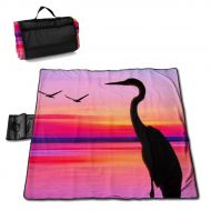 Beach Surfers Flamingo at Sunset Washable Extra Large Picnic & Beach Blanket Handy Mat Plus Sandproof Waterproof Padding Portable for Family Friends Kids 57 X 59