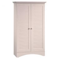 Beachcrest Home 2 Door Storage Cabinet Wardrobe Armoire with Four Adjustable Shelves-Distressed Antiqued White