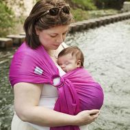 Beachfront Baby - Versatile Water & Warm Weather Ring Sling Baby Carrier | Made in USA with Safety Tested Fabric & Aluminum Rings | Lightweight, Quick Dry & Breathable (Passionberr