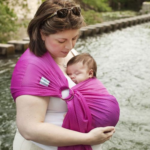  Beachfront Baby - Versatile Water & Warm Weather Ring Sling Baby Carrier | Made in USA with Safety Tested Fabric & Aluminum Rings | Lightweight, Quick Dry & Breathable (Passionberr