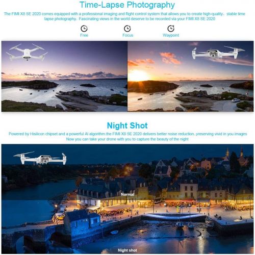  Beacon Pet FIMI X8 SE 2020 Drone 8km Range 35mins Flight Time 3X Digital Zoom Camera 4K HDR Video 3-Axis Mechanical Gimbal Rain-Proof Design FlyCam Quadcopter UAV