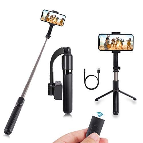  Beacon Pet Gimbal Selfie Stick with Tripod,Anti-Shake Extendable Bluetooth Phone Tripod with Stabilizer Anti-shaking Automatic Balance Mobile Phone Stand,Detachable Remote 360° Rotation for i