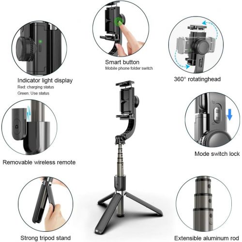  Beacon Pet Gimbal Selfie Stick with Tripod,Anti-Shake Extendable Bluetooth Phone Tripod with Stabilizer Anti-shaking Automatic Balance Mobile Phone Stand,Detachable Remote 360° Rotation for i