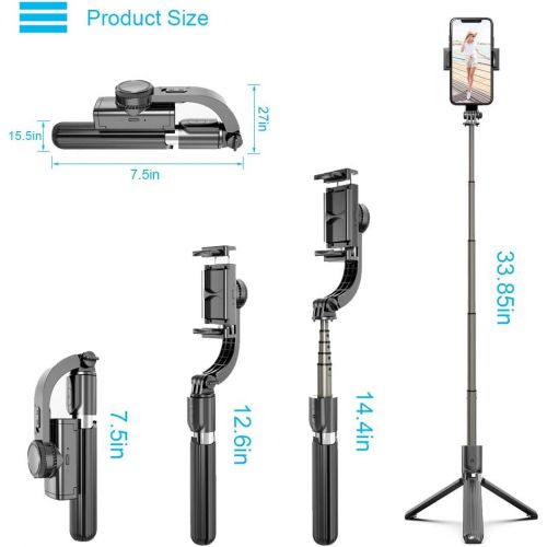  Beacon Pet Gimbal Selfie Stick with Tripod,Anti-Shake Extendable Bluetooth Phone Tripod with Stabilizer Anti-shaking Automatic Balance Mobile Phone Stand,Detachable Remote 360° Rotation for i