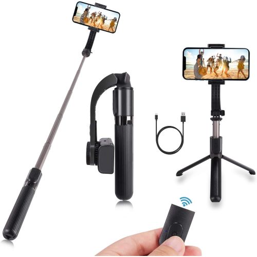  Beacon Pet Gimbal Selfie Stick with Tripod,Anti-Shake Extendable Bluetooth Phone Tripod with Stabilizer Anti-shaking Automatic Balance Mobile Phone Stand,Detachable Remote 360° Rotation for i