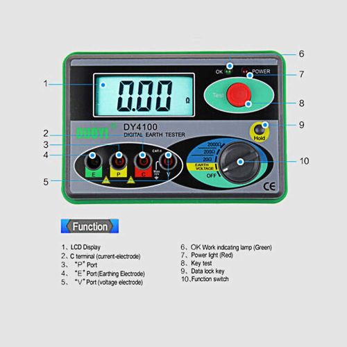  [아마존베스트]Beacon Pet Resistance Tester DY4100 Digital Earth Ground Insulation Test Multimeter with Higher Accuracy Power Systems 2000Ω 0.01