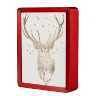 Beacon Pet 3D Paper Carving Lamp Photo Frame Lights Lovers Night Light Birthday Christmas (Elk Red)