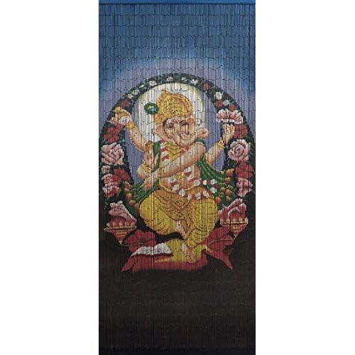  Beads of Paradise NYC Bamboo Beaded Curtain Hand Painted - Dancing Ganesha