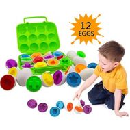 Beakabao 12pcs Color and Shape Matching Egg Set Montessori Toddler Education Classification Toys for Fine Motor Skills of The Fingers Muscles, Preschool Children Smart Puzzles East
