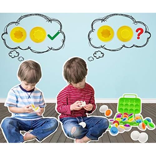  Beakabao 12pcs Color and Shape Matching Egg Set Montessori Toddler Education Classification Toys for Fine Motor Skills of The Fingers Muscles, Preschool Children Smart Puzzles East